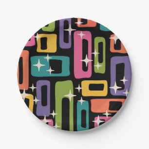 Retro MCM Abstract Atomic Age Pattern Paper Plate