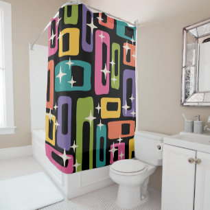 Retro MCM Abstract Atomic Age Pattern Shower Curtain