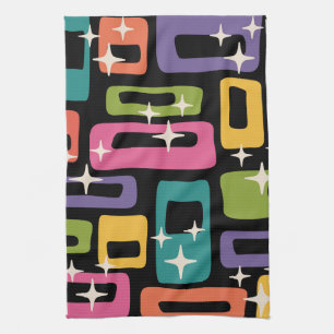 Retro MCM Abstract Atomic Age Pattern Tea Towel