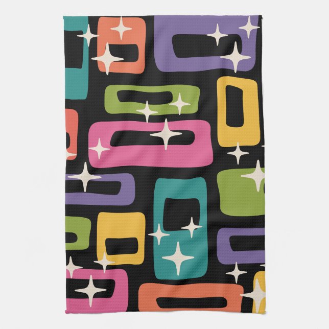 Retro MCM Abstract Atomic Age Pattern Tea Towel (Vertical)