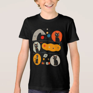 Retro MCM Black Cat: Cosmic Abstract Graphic Art Tri-Blend Shirt