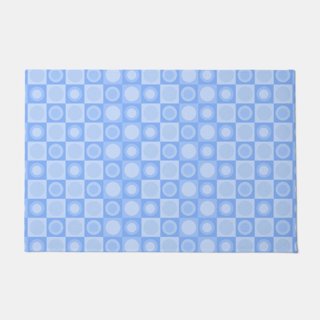 Retro MCM Geometric Pattern Baby Blue Doormat (Front)