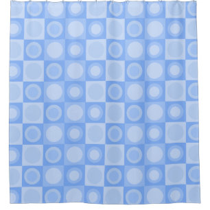 Retro MCM Geometric Pattern Baby Blue Shower Curtain