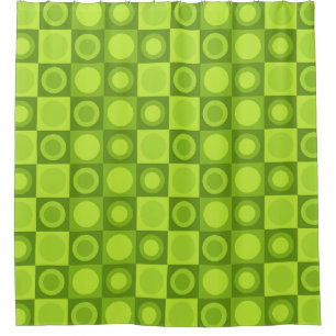 Retro MCM Geometric Pattern Chartreuse Shower Curtain