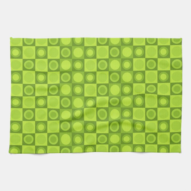 Retro MCM Geometric Pattern Chartreuse Tea Towel (Horizontal)