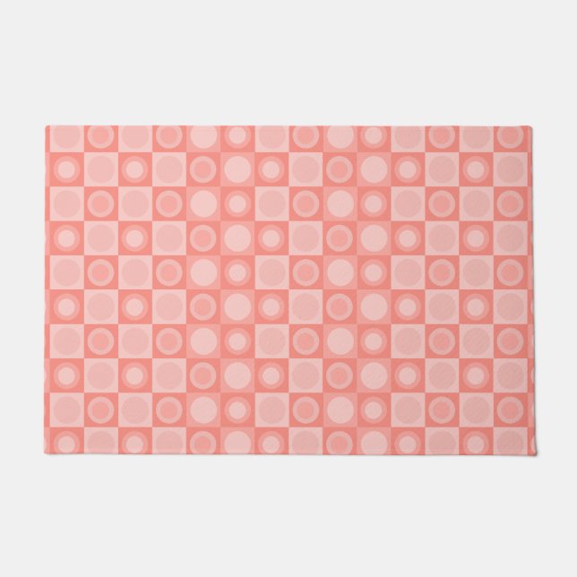 Retro MCM Geometric Pattern Salmon Pink Doormat (Front)