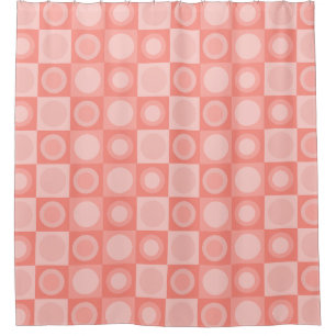 Retro MCM Geometric Pattern Salmon Pink Shower Curtain