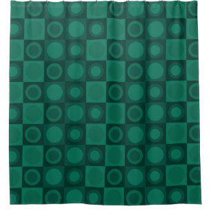 Retro MCM Geometric Pattern Teal Shower Curtain