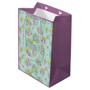 Retro Meadow Classic Flowers Medium Gift Bag
