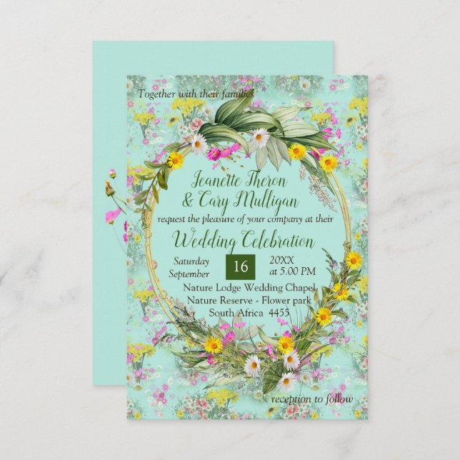 Retro Meadow Classic Flowers RSVP Card (Front/Back)