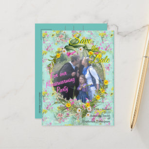 Retro Meadow Field Flowers Announcement Postcard