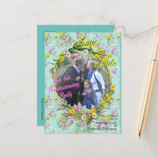 Retro Meadow Field Flowers Announcement Postcard