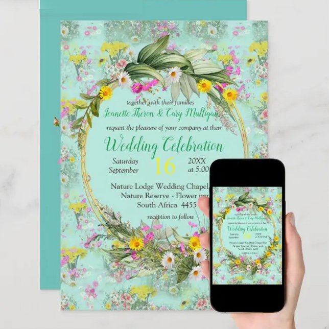 Retro Meadow Field Flowers Invitation (Creator Uploaded)