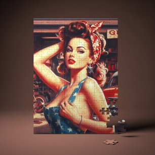 Retro Mechanic Girl Jigsaw Puzzle