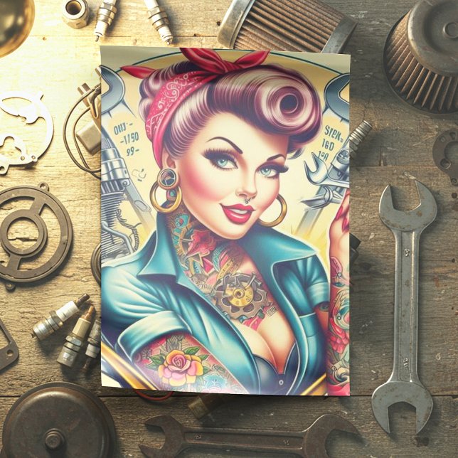 Retro Mechanic Girl Tissue Paper (Creator Uploaded)