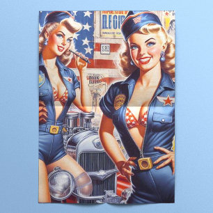 Retro Mechanic Pin-up Tissue Paper