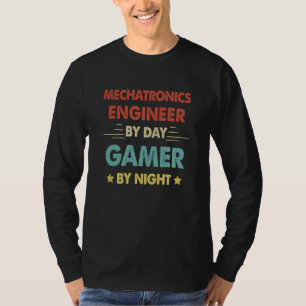 Retro Mechatronics Engineer By Day Gamer By Night T-Shirt