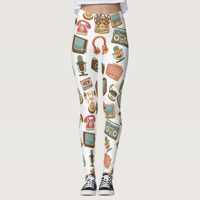 Retro Media Pattern leggings (Front)