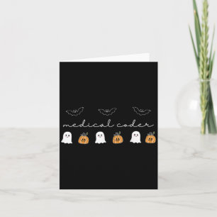 Retro Medical Coder Pumpkin Ghost Worker Halloween Card