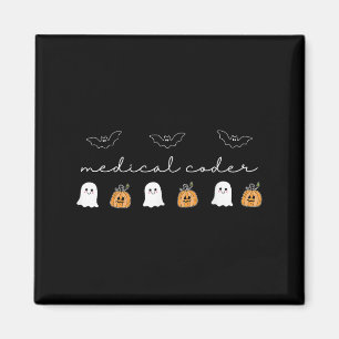 Retro Medical Coder Pumpkin Ghost Worker Halloween Magnet