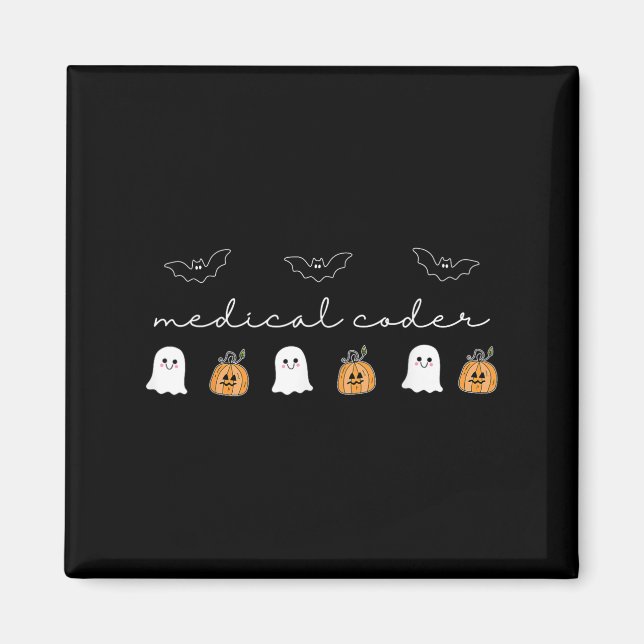 Retro Medical Coder Pumpkin Ghost Worker Halloween Magnet (Front)