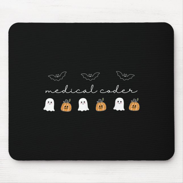 Retro Medical Coder Pumpkin Ghost Worker Halloween Mouse Pad (Front)
