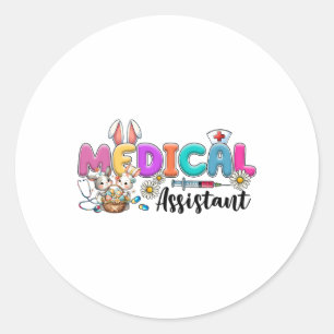Retro Medical Istant Squad Bunny Nurses Easter Cut Classic Round Sticker