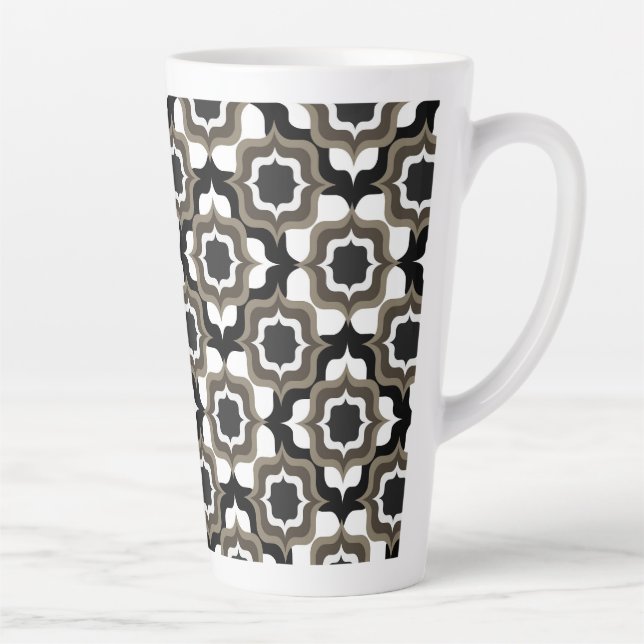 Retro Mediterranean Black White Grey Latte Mug (Right)