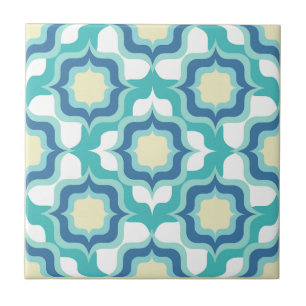 Retro Mediterranean Blue White Beige Tile