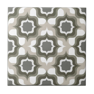 Retro Mediterranean Grey White Black Tile