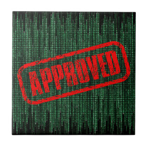 Retro Meets Tech Matrix Vibes Cool Approved Stamp Tile