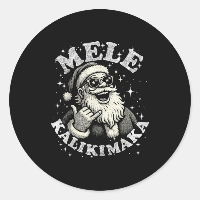 Retro Mele Kalikimaka Hawaiian Christmas Party San Classic Round Sticker (Front)