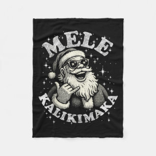 Retro Mele Kalikimaka Hawaiian Christmas Party San Fleece Blanket