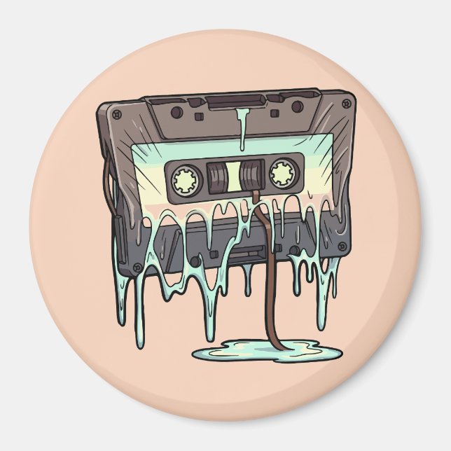 Retro Melting Cassette Tape Vaporwave Magnet (Front)