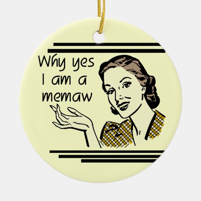 Retro Memaw T-shirts and Gifts Ceramic Tree Decoration (Front)