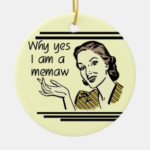 Retro Memaw T-shirts and Gifts Ceramic Tree Decoration