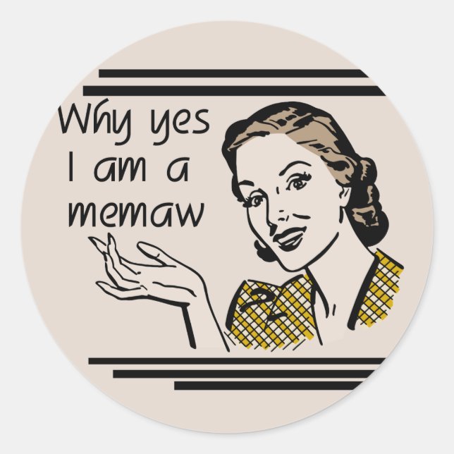 Retro Memaw T-shirts and Gifts Classic Round Sticker (Front)