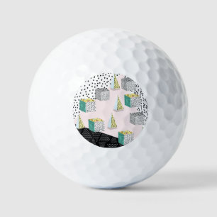 Retro Memphis: 80s-90s Hipster Pattern. Golf Balls