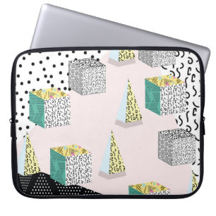Retro Memphis: 80s-90s Hipster Pattern. Laptop Sleeve