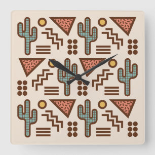 Retro Memphis Desert Pop Square Wall Clock