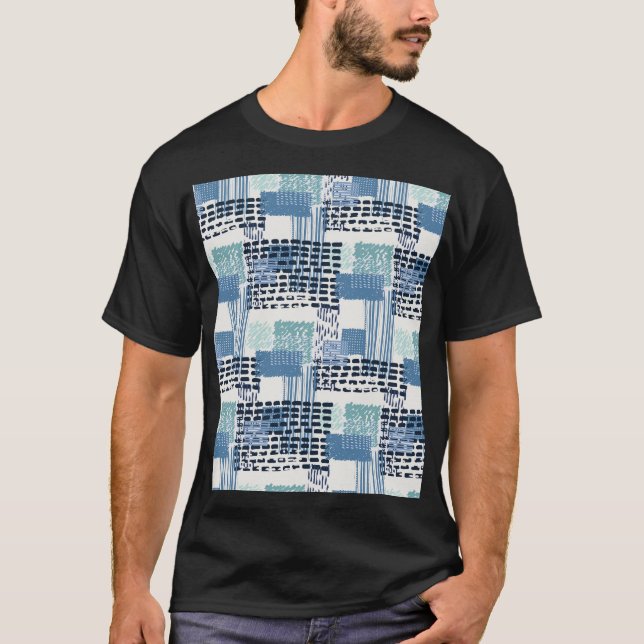 Retro Memphis Doodle Seamless Pattern T-Shirt (Front)