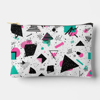 Retro Memphis Geometric Pattern Accessory Pouch