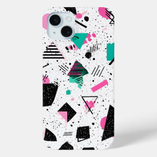 Retro Memphis Geometric Pattern iPhone 15 Mini Case