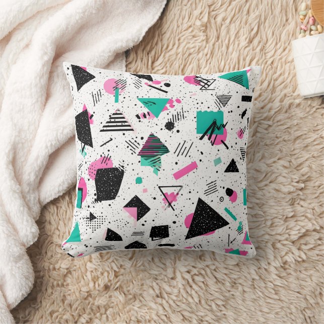 Retro Memphis Geometric Pattern Cushion (Blanket)