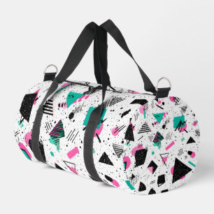 Retro Memphis Geometric Pattern Duffle Bag