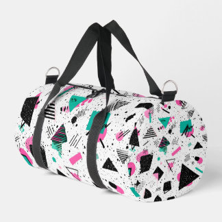 Retro Memphis Geometric Pattern Duffle Bag