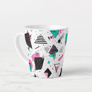 Retro Memphis Geometric Pattern Latte Mug