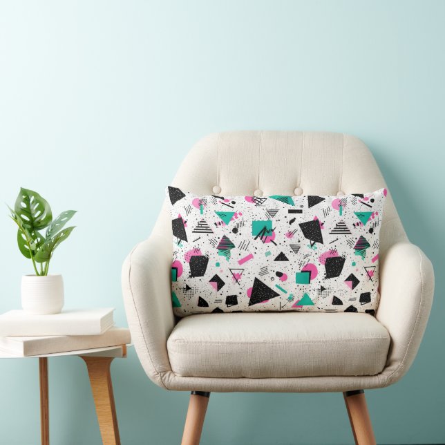 Retro Memphis Geometric Pattern Lumbar Cushion (Chair)
