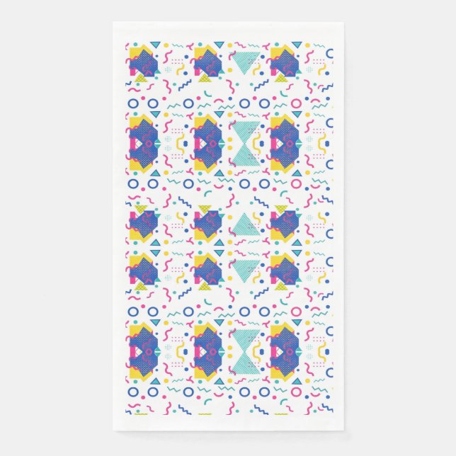 Retro Memphis Geometric Pattern Napkin (Front)