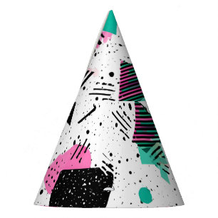 Retro Memphis Geometric Pattern Party Hat